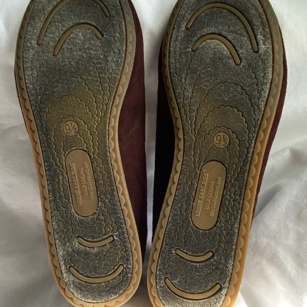 LOWER EAST SIDE Women Leather Moccasin Slip On Shoes 9.5 Red Wine Canoe Loafers
